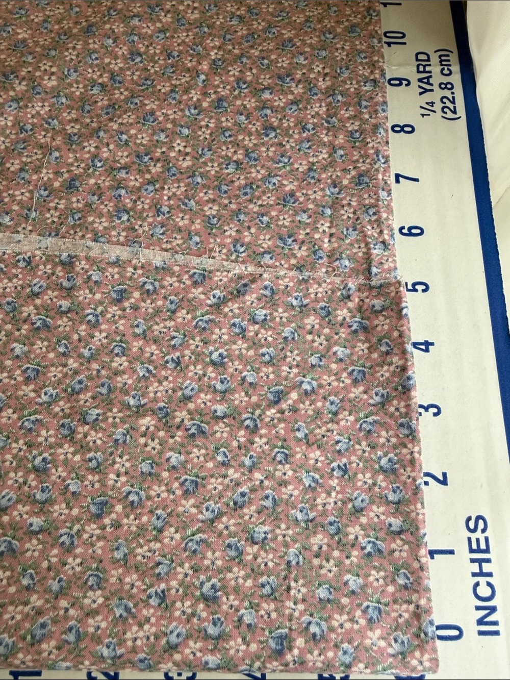Vintage Ditsy Floral Cotton Fabric Dusty Rose Blue Flowers 2+ Yards x 44 - Picture 6 of 11